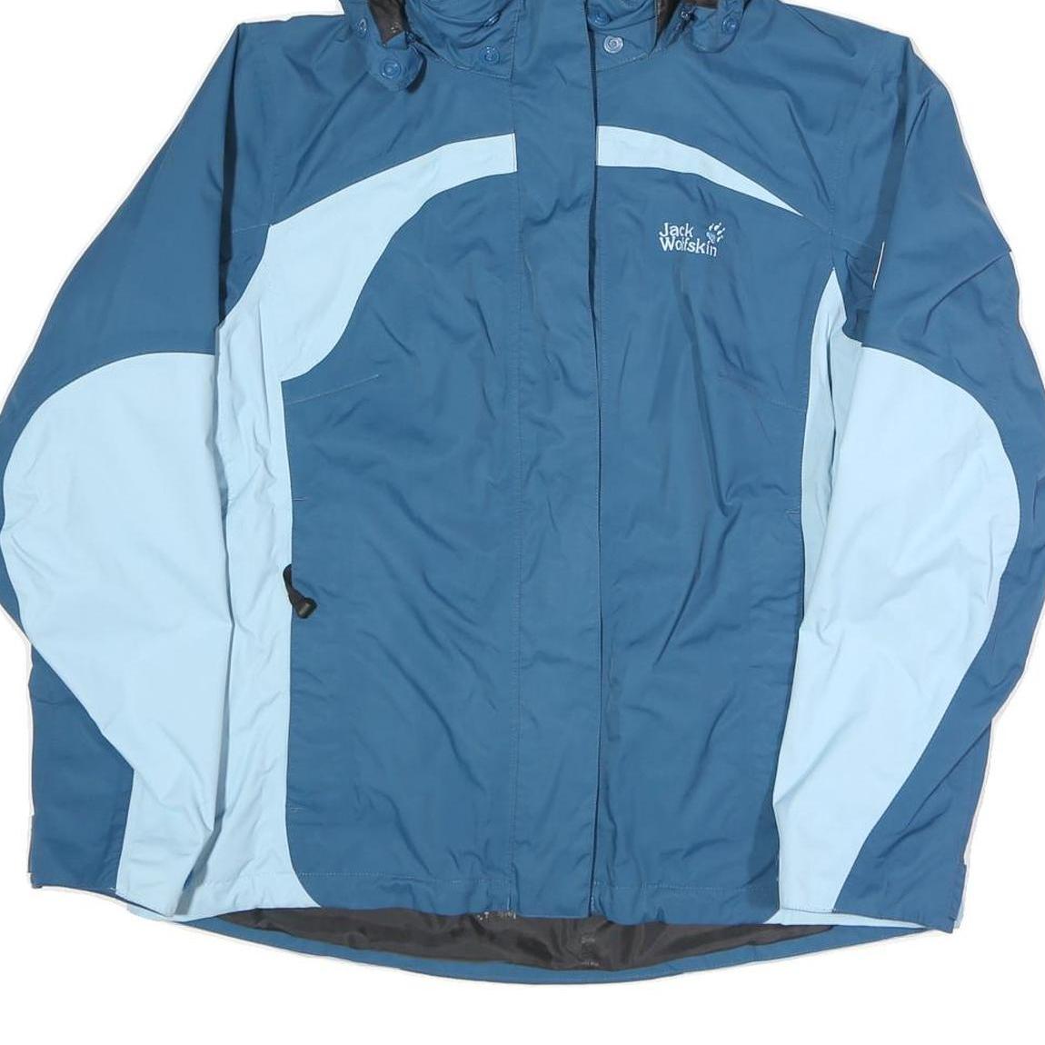 JACK WOLFSKIN Womens Blue & Light Blue Outdoor Jacket UK 16 Polyester Blend Zip