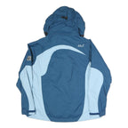 JACK WOLFSKIN Womens Blue & Light Blue Outdoor Jacket UK 16 Polyester Blend Zip