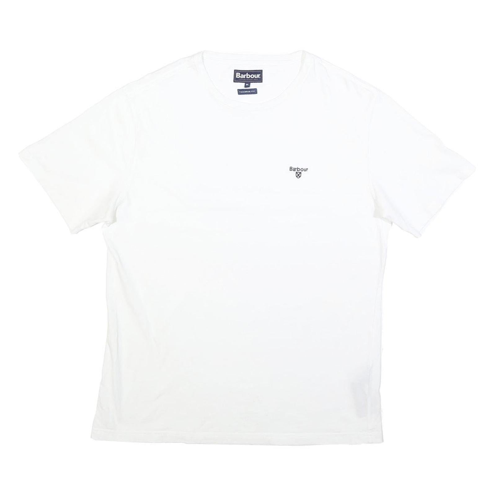 BARBOUR Mens White Graphic T-Shirt XL Short Sleeve Crew Neck Cotton Casual