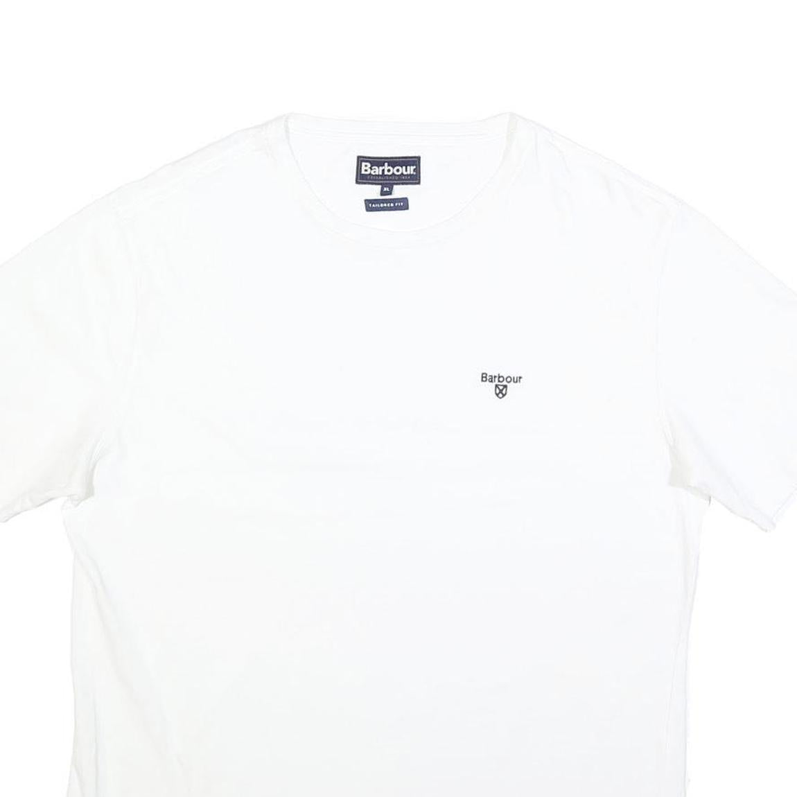 BARBOUR Mens White Graphic T-Shirt XL Short Sleeve Crew Neck Cotton Casual