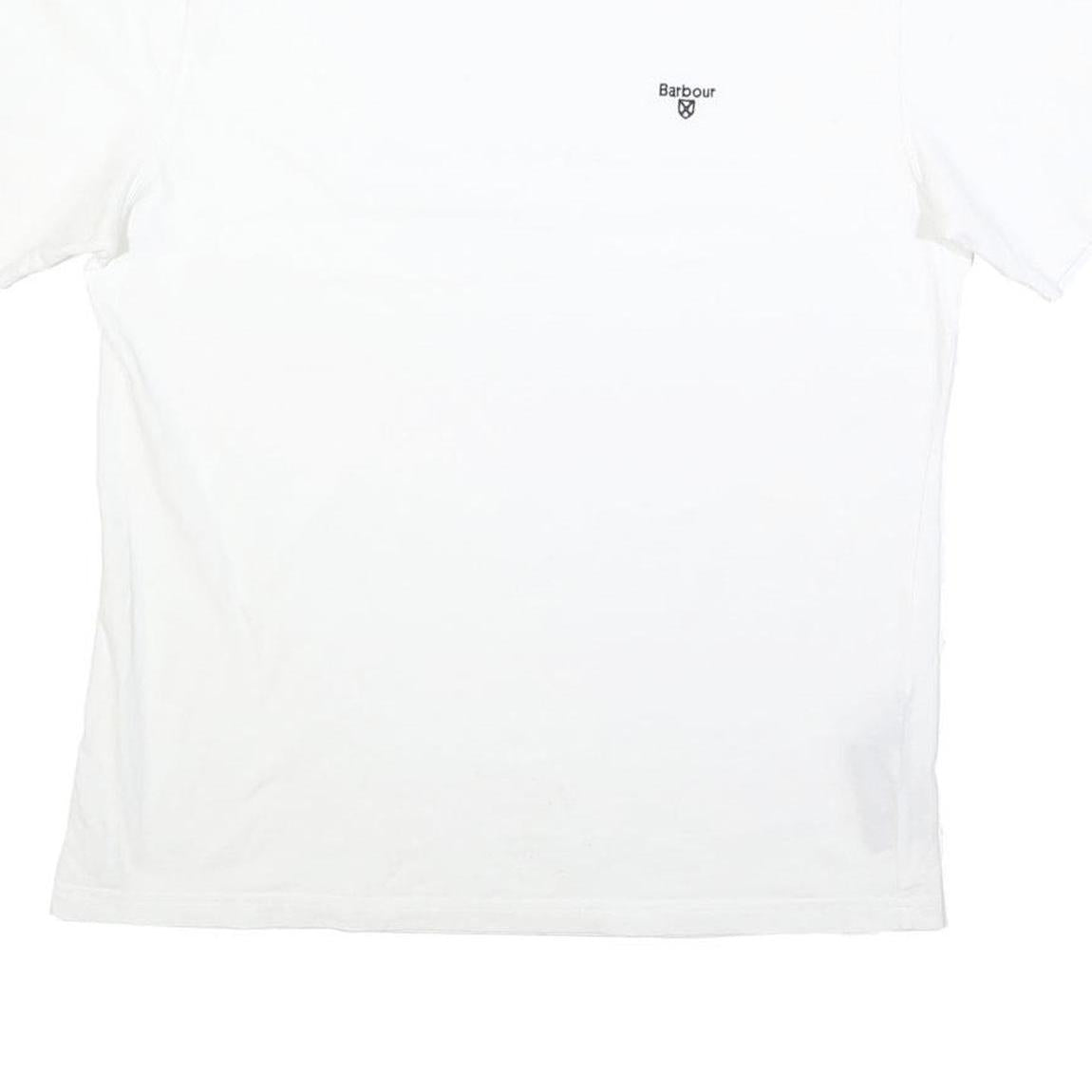 BARBOUR Mens White Graphic T-Shirt XL Short Sleeve Crew Neck Cotton Casual