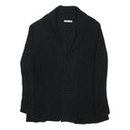 OLD NAVY Womens Black Button Up Chunky Knit Cardigan Collared Relaxed M Cotton