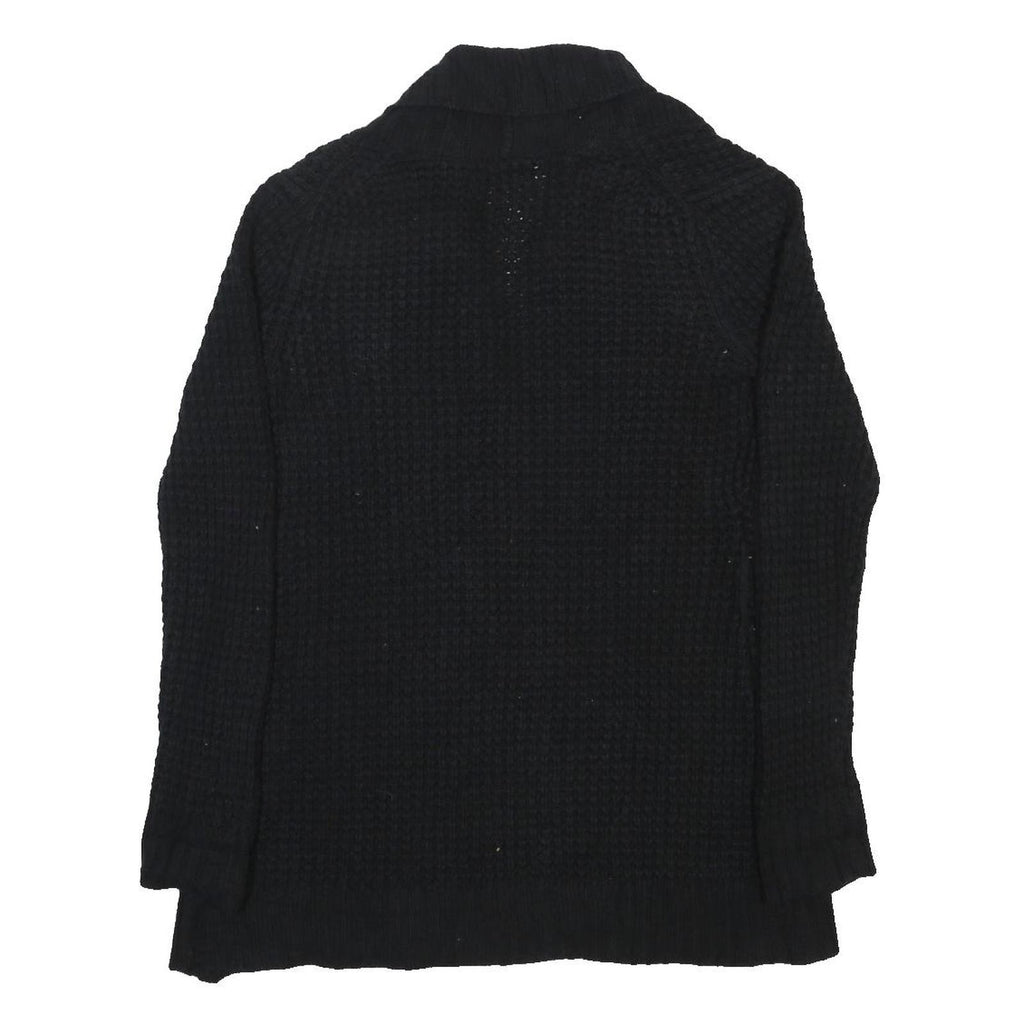 OLD NAVY Womens Black Button Up Chunky Knit Cardigan Collared Relaxed M Cotton