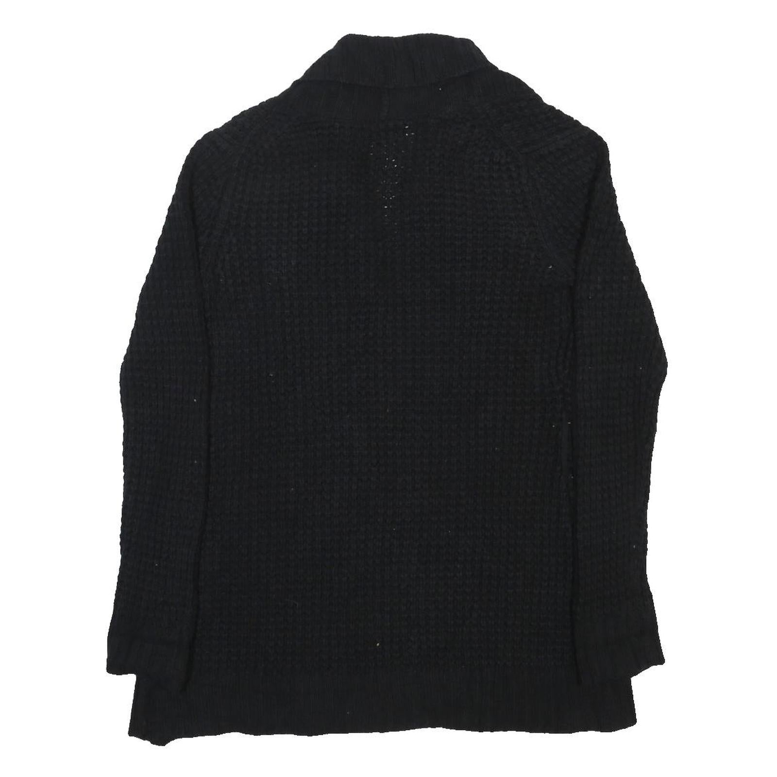 OLD NAVY Womens Black Button Up Chunky Knit Cardigan Collared Relaxed M Cotton