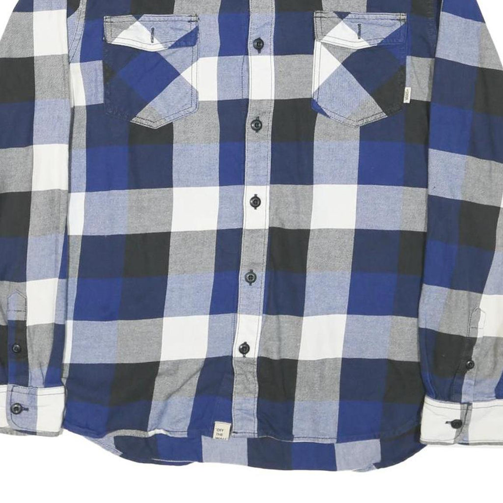 VANS Mens Blue Black White Check Shirt L Cotton Blend Casual Long Sleeve