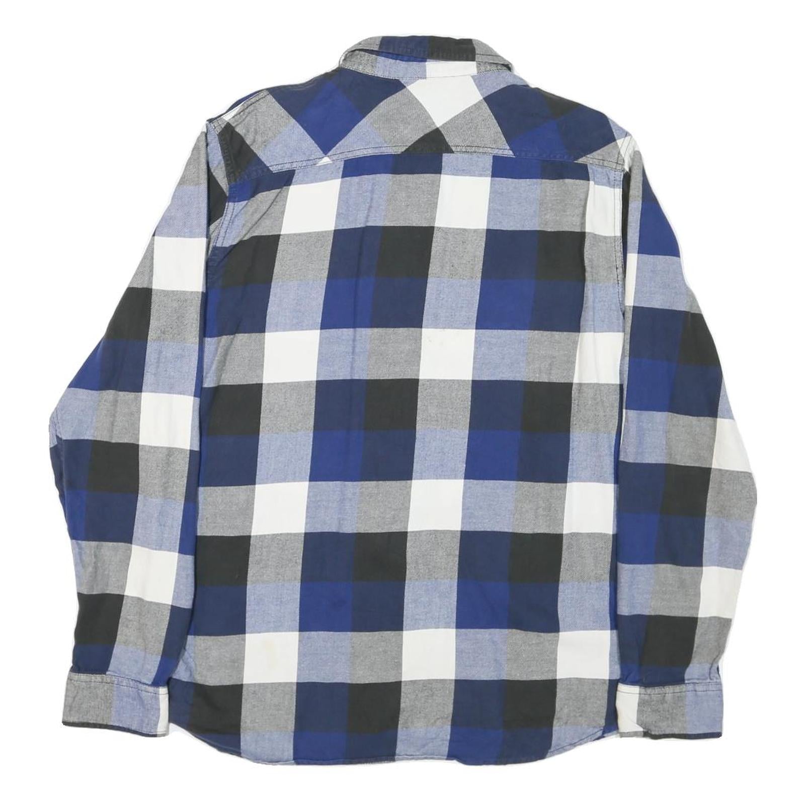 VANS Mens Blue Black White Check Shirt L Cotton Blend Casual Long Sleeve