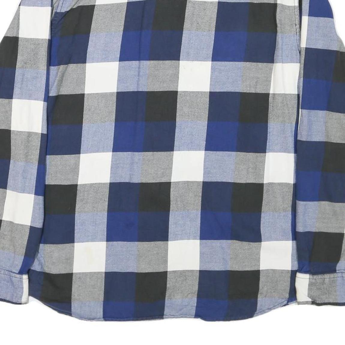 VANS Mens Blue Black White Check Shirt L Cotton Blend Casual Long Sleeve