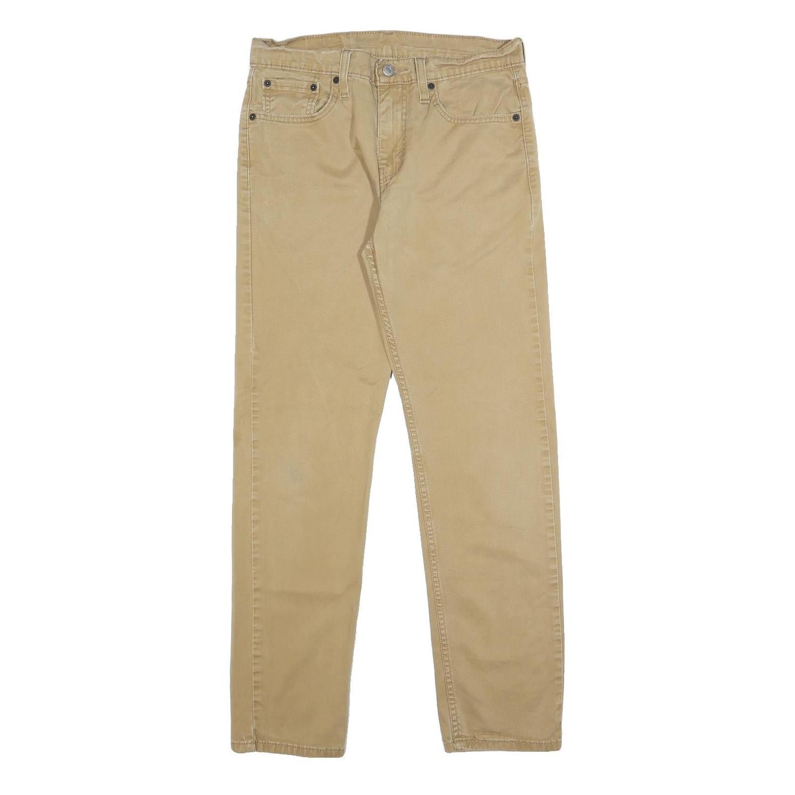 LEVI'S Mens Slim Beige Cotton Blend Trousers W29 L29 Stylish Zip Closure