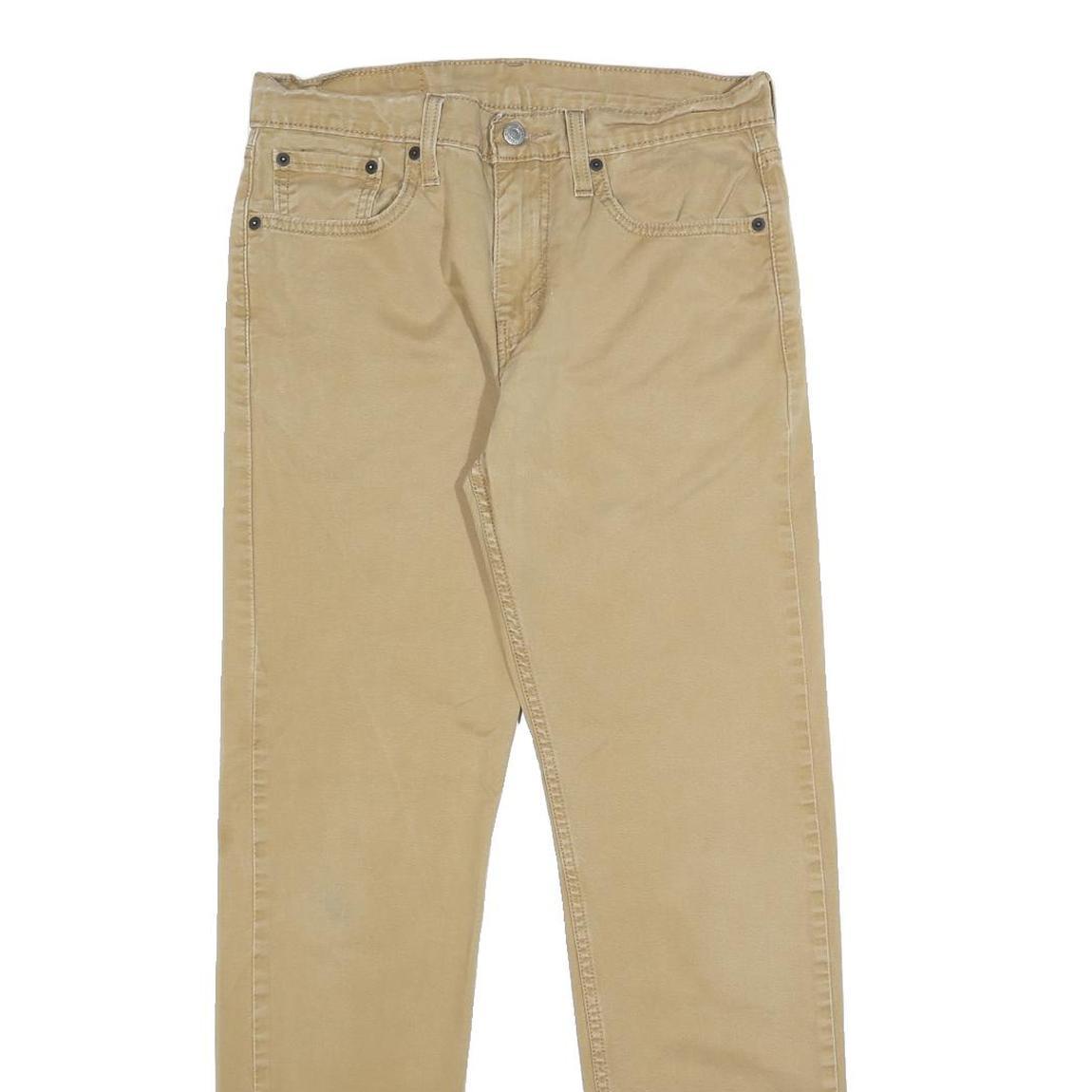 LEVI'S Mens Slim Beige Cotton Blend Trousers W29 L29 Stylish Zip Closure