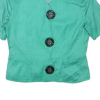 GENEVIVE COLLECTION Womens Green Linen Blend Jacket M Button Plain Stylish
