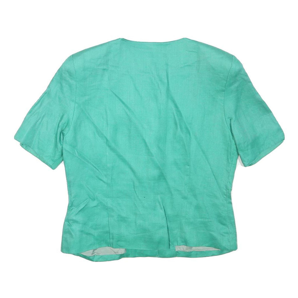 GENEVIVE COLLECTION Womens Green Linen Blend Jacket M Button Plain Stylish