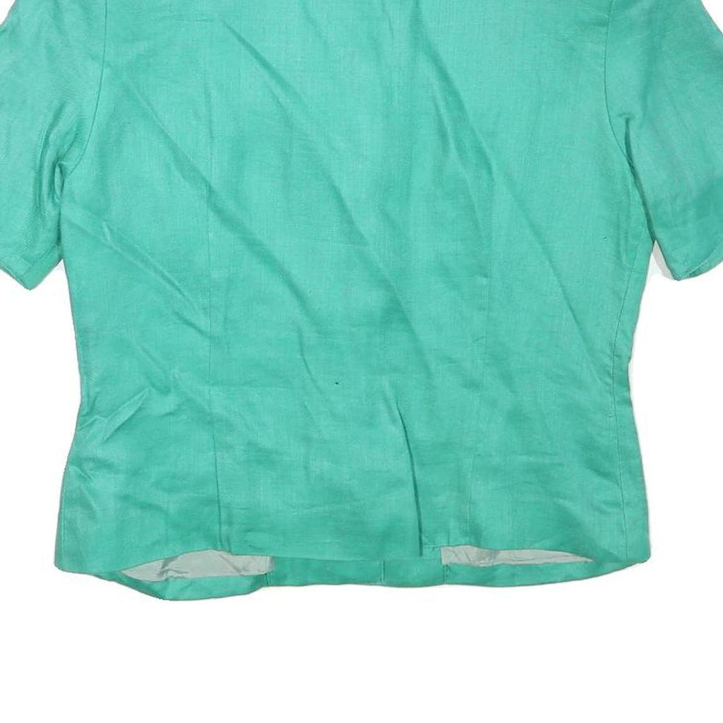 GENEVIVE COLLECTION Womens Green Linen Blend Jacket M Button Plain Stylish