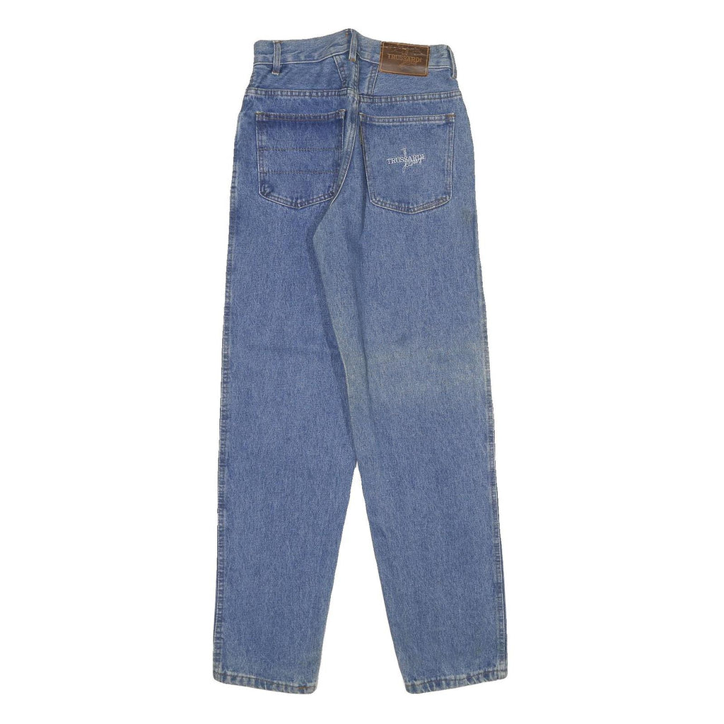 TRUSSARDI Womens Blue Regular Fit Straight Denim Medium Wash Jeans W26 L34