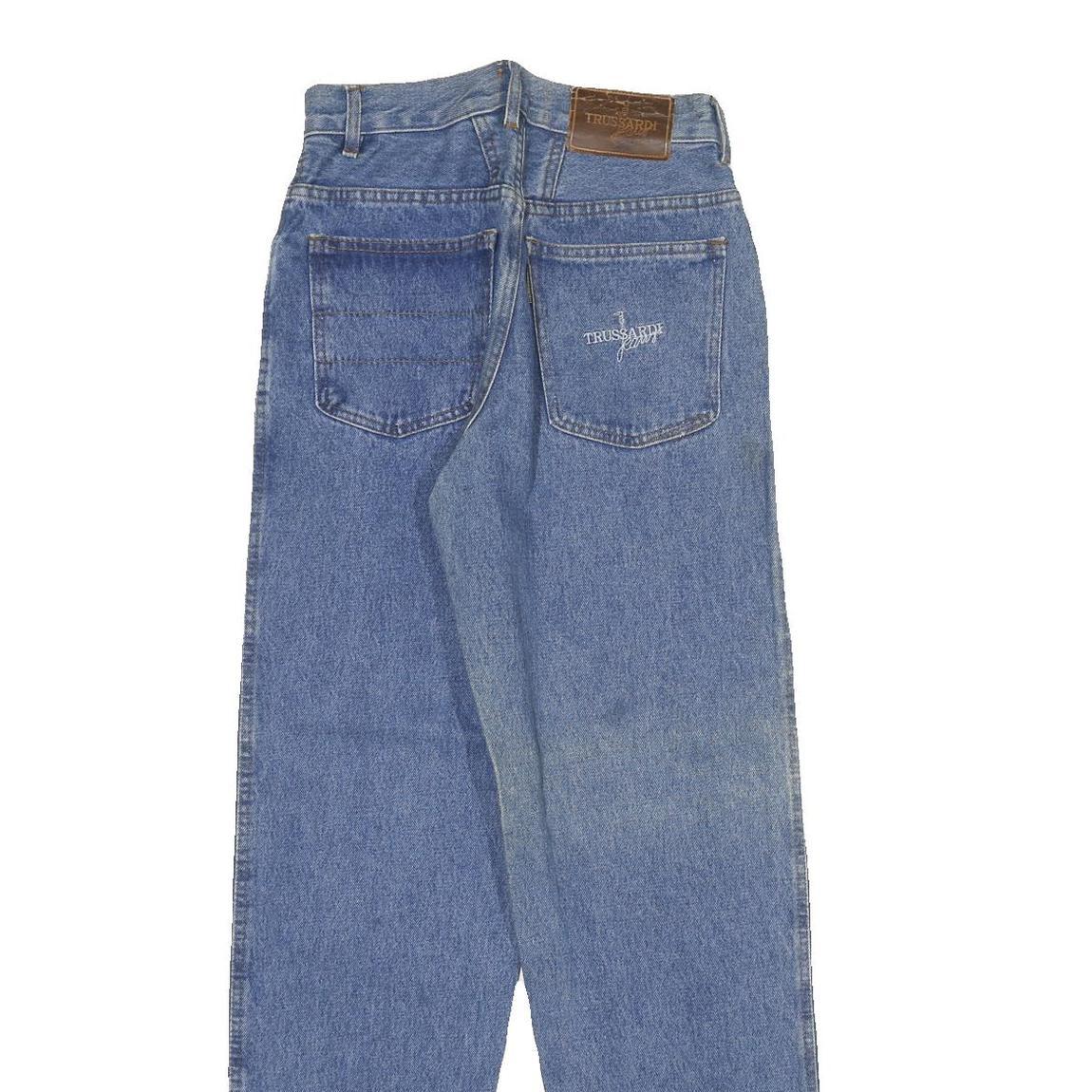 TRUSSARDI Womens Blue Regular Fit Straight Denim Medium Wash Jeans W26 L34