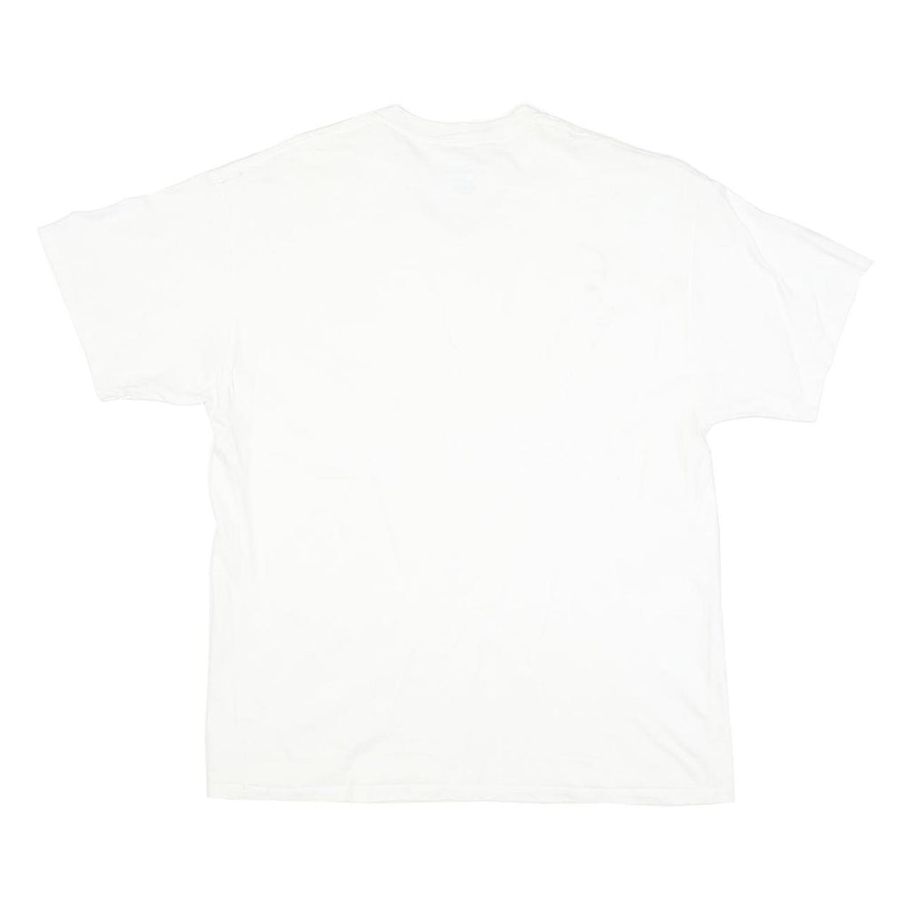 CHAMPION Mens White V-Neck T-Shirt L Cotton Blend Casual Logo Sleeve