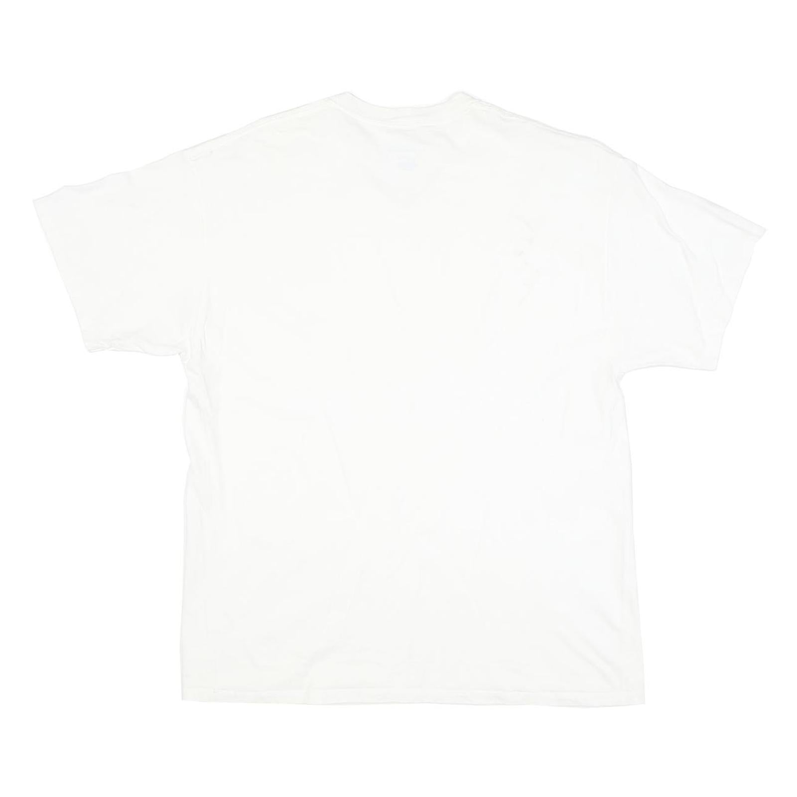 CHAMPION Mens White V-Neck T-Shirt L Cotton Blend Casual Logo Sleeve