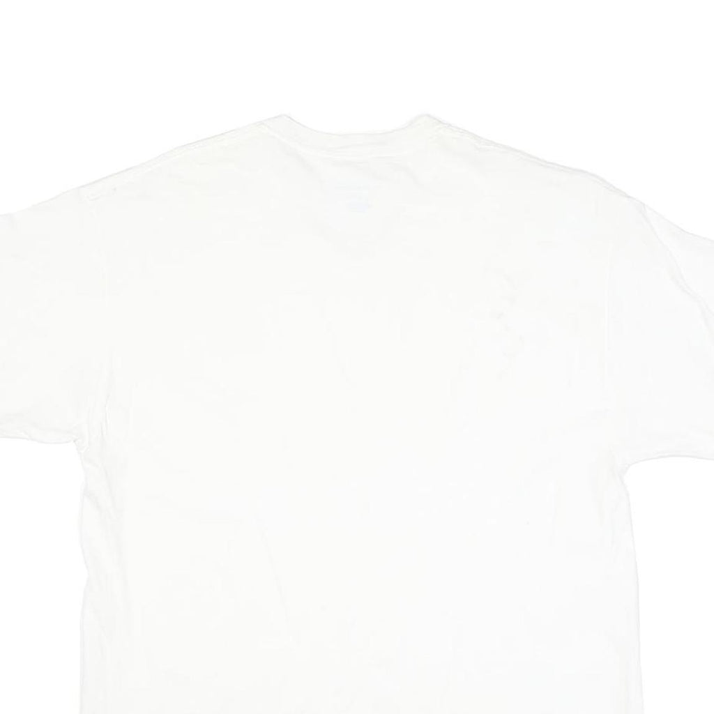 CHAMPION Mens White V-Neck T-Shirt L Cotton Blend Casual Logo Sleeve