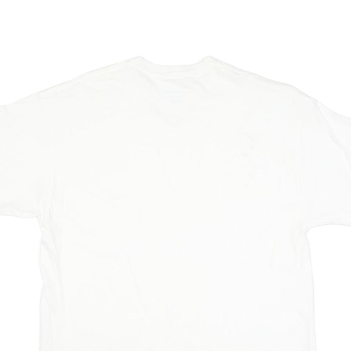 CHAMPION Mens White V-Neck T-Shirt L Cotton Blend Casual Logo Sleeve