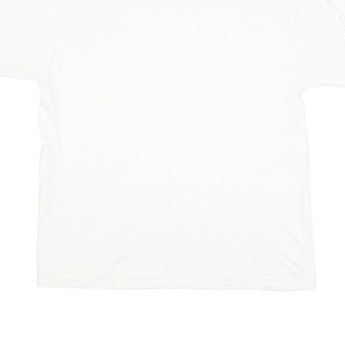 CHAMPION Mens White V-Neck T-Shirt L Cotton Blend Casual Logo Sleeve