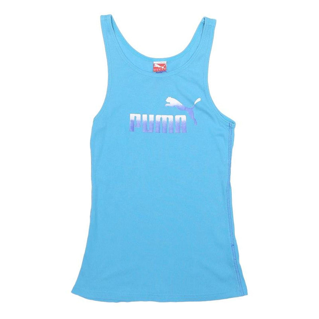PUMA Womens Blue Vest S Sleeveless Crew Neck Cotton Blend Gymwear Casual
