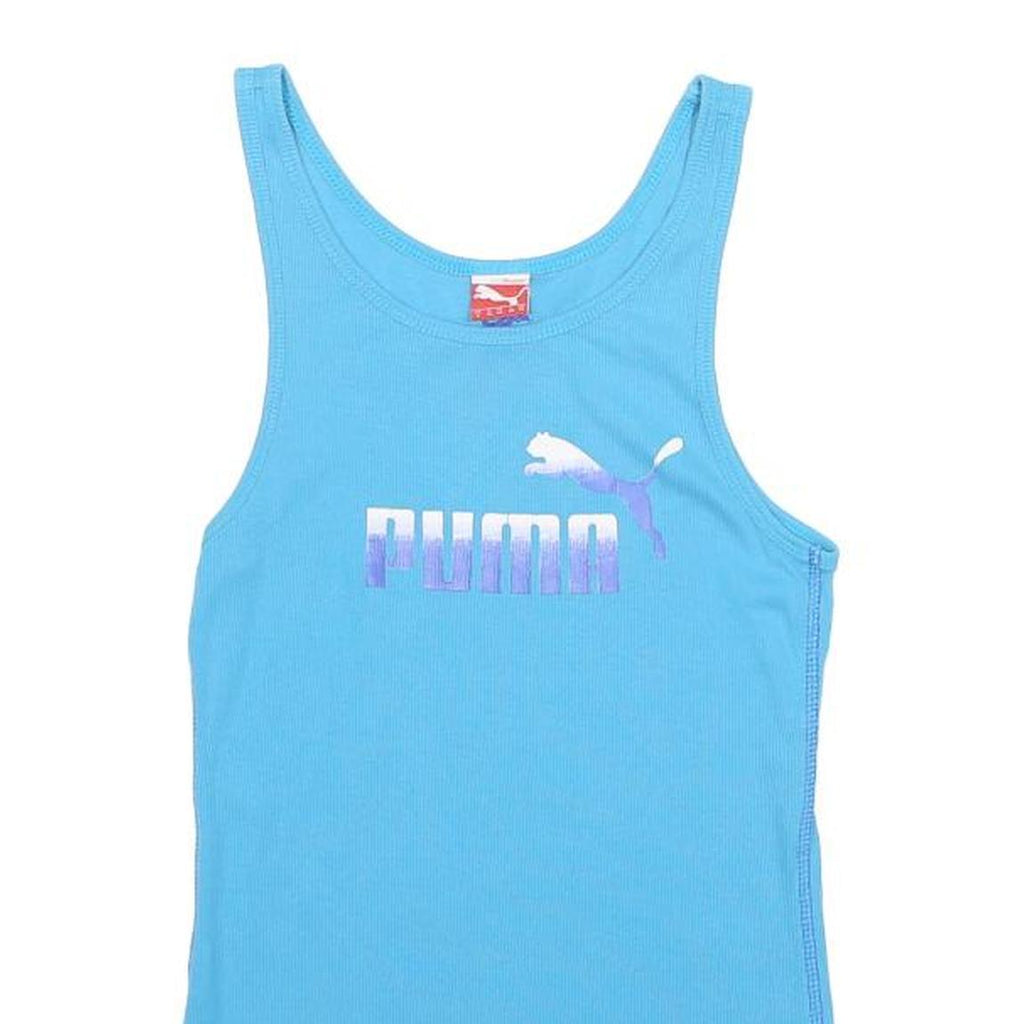 PUMA Womens Blue Vest S Sleeveless Crew Neck Cotton Blend Gymwear Casual