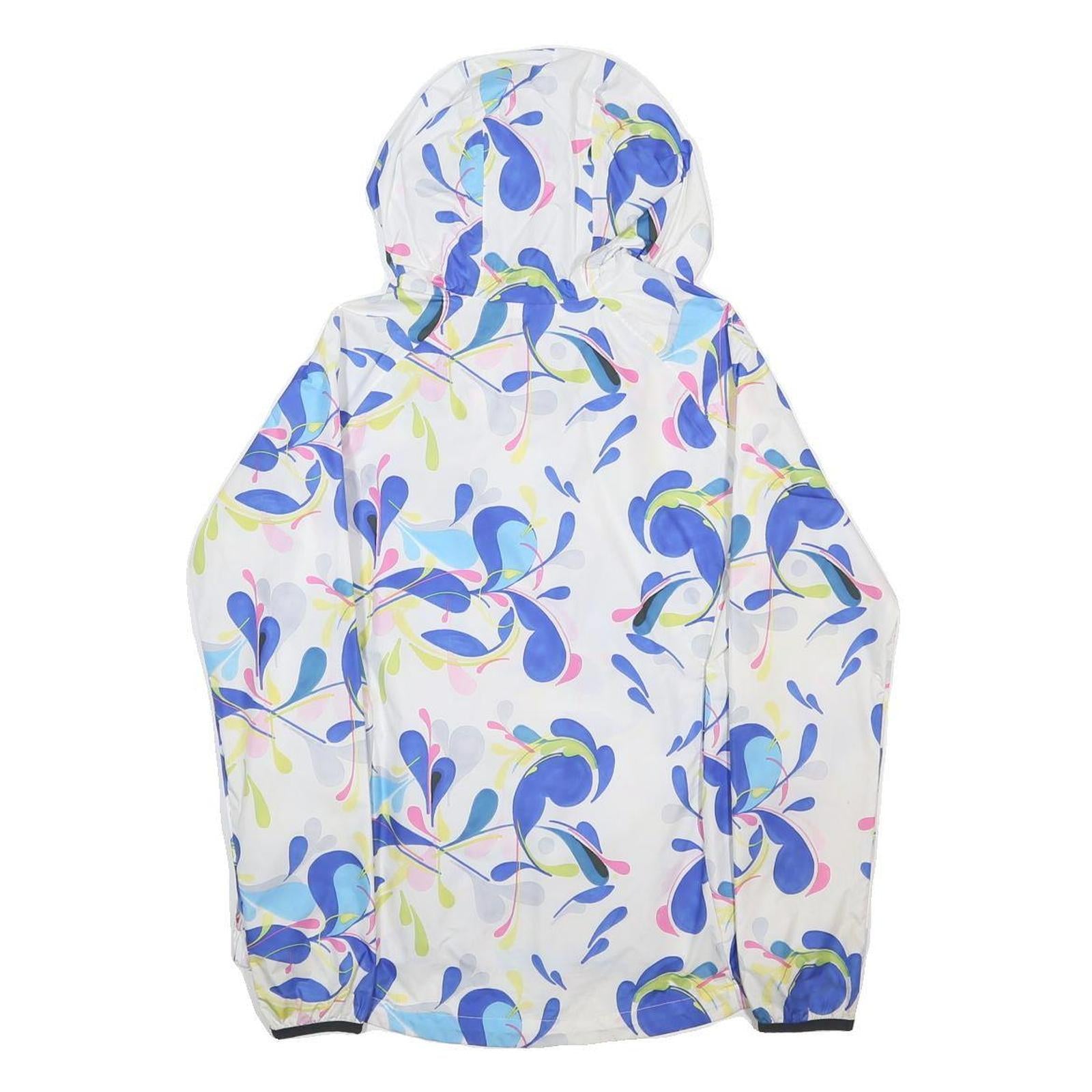 HELLY HANSEN Womens White Blue Colourblock Hooded Jacket S Polyester Button