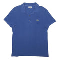LACOSTE Mens Blue Short Sleeve Polo Shirt M Cotton Blend Classic Fit Casual