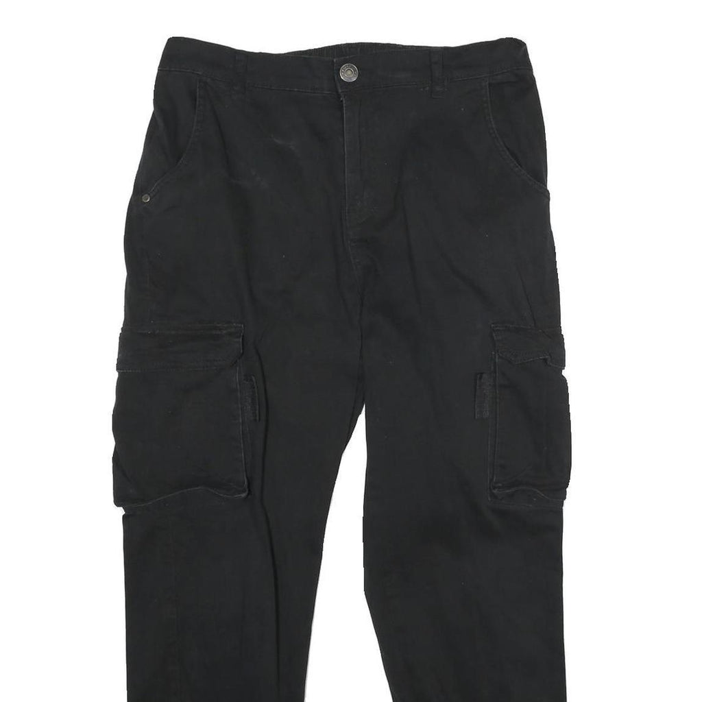 FBSISTER Womens Cotton Blend Black Regular Cargo Trousers W32 L27 Zip Pockets