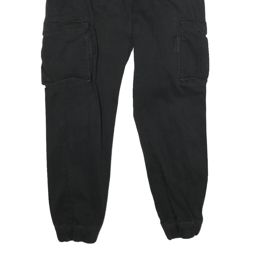 FBSISTER Womens Cotton Blend Black Regular Cargo Trousers W32 L27 Zip Pockets