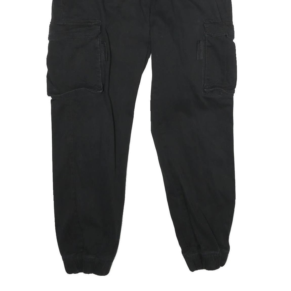 FBSISTER Womens Cotton Blend Black Regular Cargo Trousers W32 L27 Zip Pockets