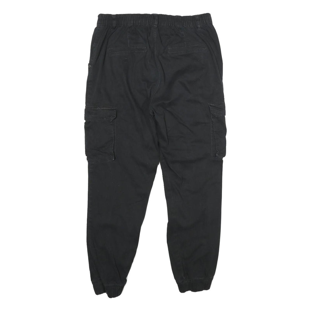 FBSISTER Womens Cotton Blend Black Regular Cargo Trousers W32 L27 Zip Pockets