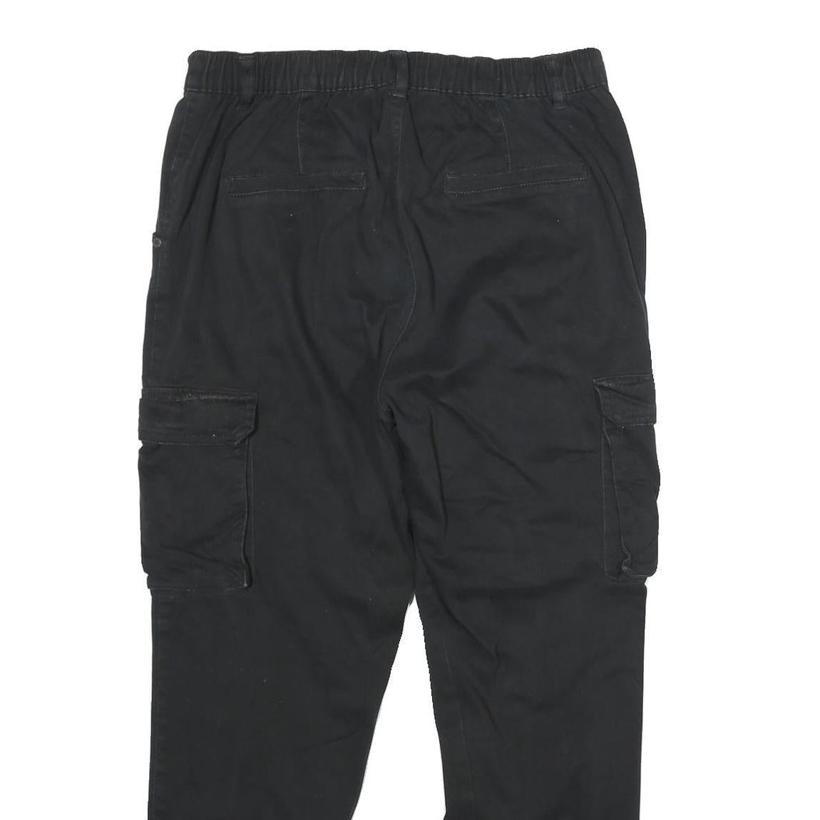 FBSISTER Womens Cotton Blend Black Regular Cargo Trousers W32 L27 Zip Pockets