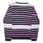 EWM Womens Black & Purple Patterned Cotton Regular Fit Crew Neck Jumper M