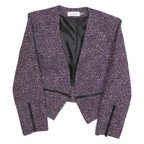 CALVIN KLEIN Womens Purple Plain Cropped Jacket M Polyester Blend Zip Closure