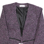 CALVIN KLEIN Womens Purple Plain Cropped Jacket M Polyester Blend Zip Closure