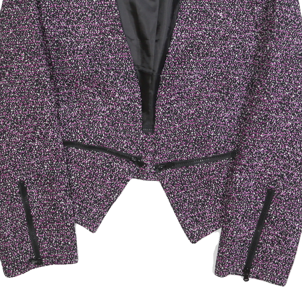 CALVIN KLEIN Womens Purple Plain Cropped Jacket M Polyester Blend Zip Closure