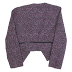 CALVIN KLEIN Womens Purple Plain Cropped Jacket M Polyester Blend Zip Closure