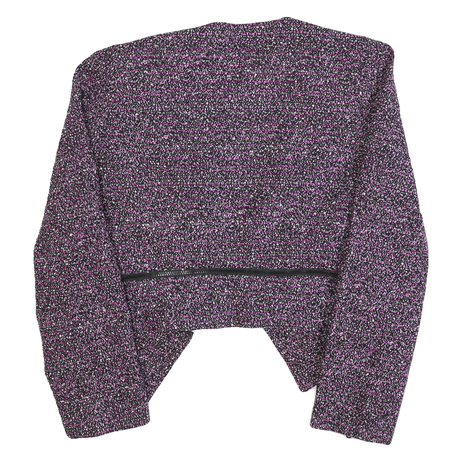 CALVIN KLEIN Womens Purple Plain Cropped Jacket M Polyester Blend Zip Closure