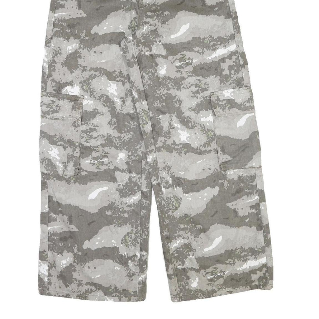 Womens Cotton Cargo Trousers W28 L30 Regular Fit Grey Camouflage Zip Closure
