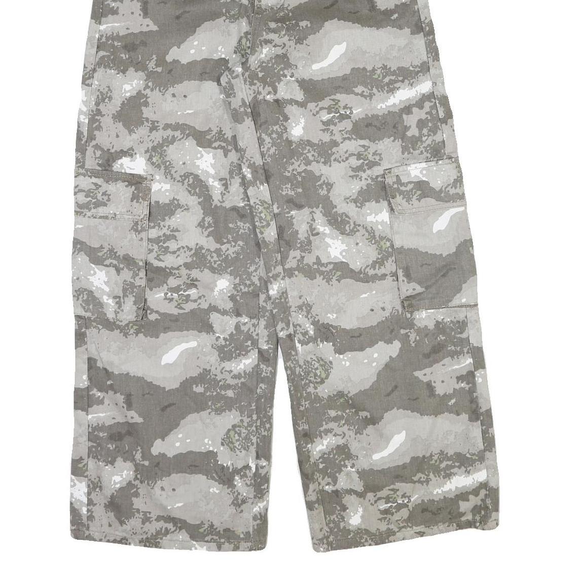 Womens Cotton Cargo Trousers W28 L30 Regular Fit Grey Camouflage Zip Closure