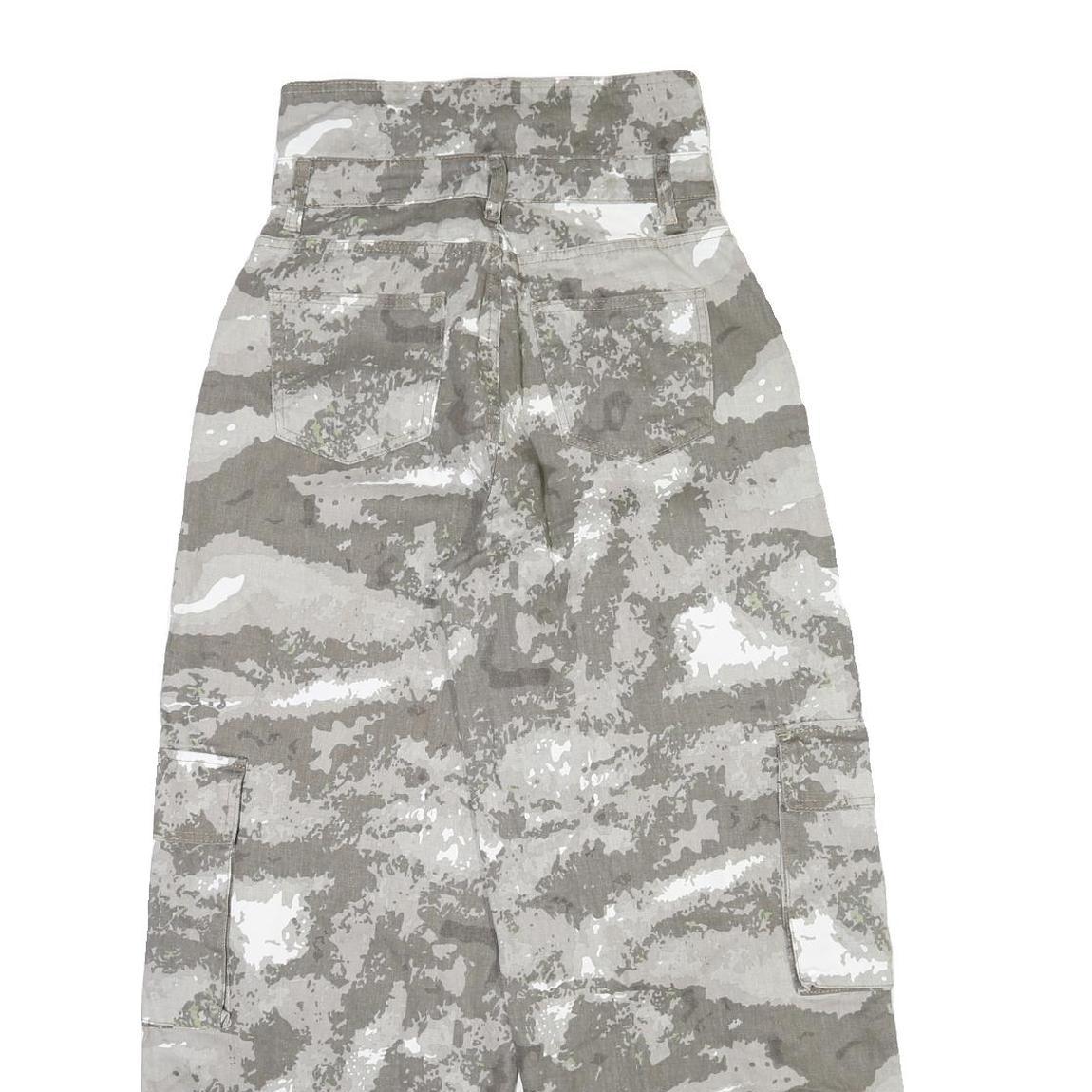 Womens Cotton Cargo Trousers W28 L30 Regular Fit Grey Camouflage Zip Closure