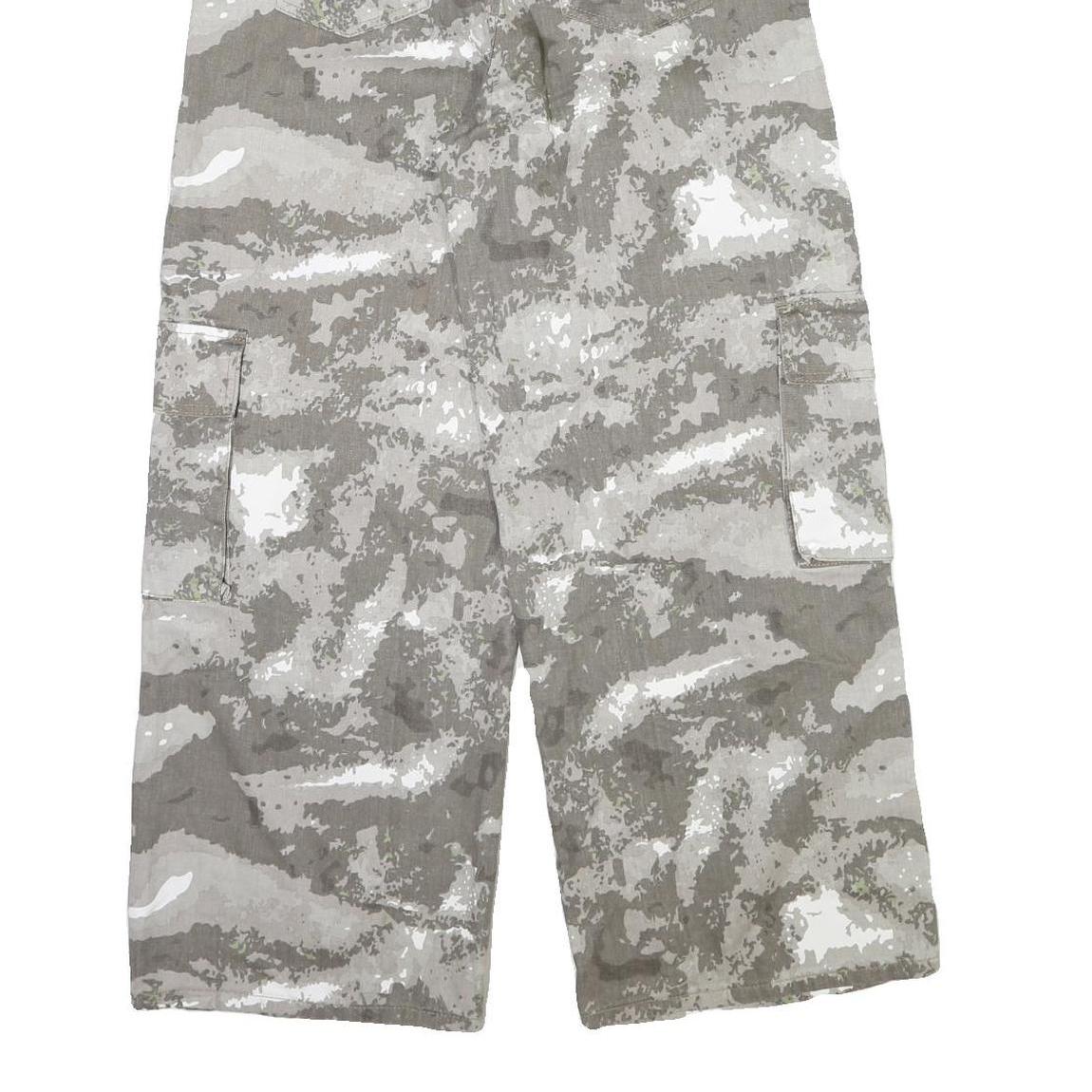 Womens Cotton Cargo Trousers W28 L30 Regular Fit Grey Camouflage Zip Closure