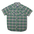THE NORTH FACE Mens Blue Green Plaid Shirt L Cotton Blend Short Sleeve Casual
