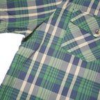 THE NORTH FACE Mens Blue Green Plaid Shirt L Cotton Blend Short Sleeve Casual