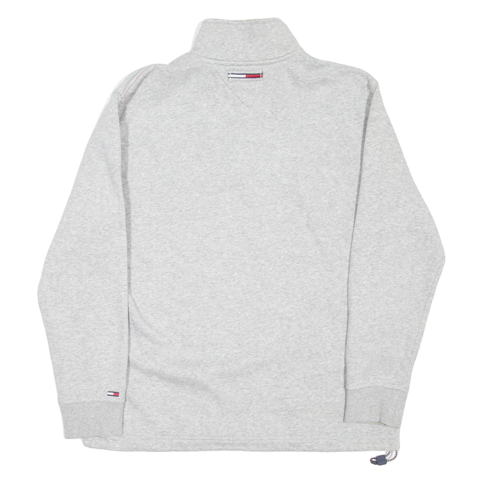 TOMMY HILFIGER Mens Sweatshirt Grey 1/4 Zip XS