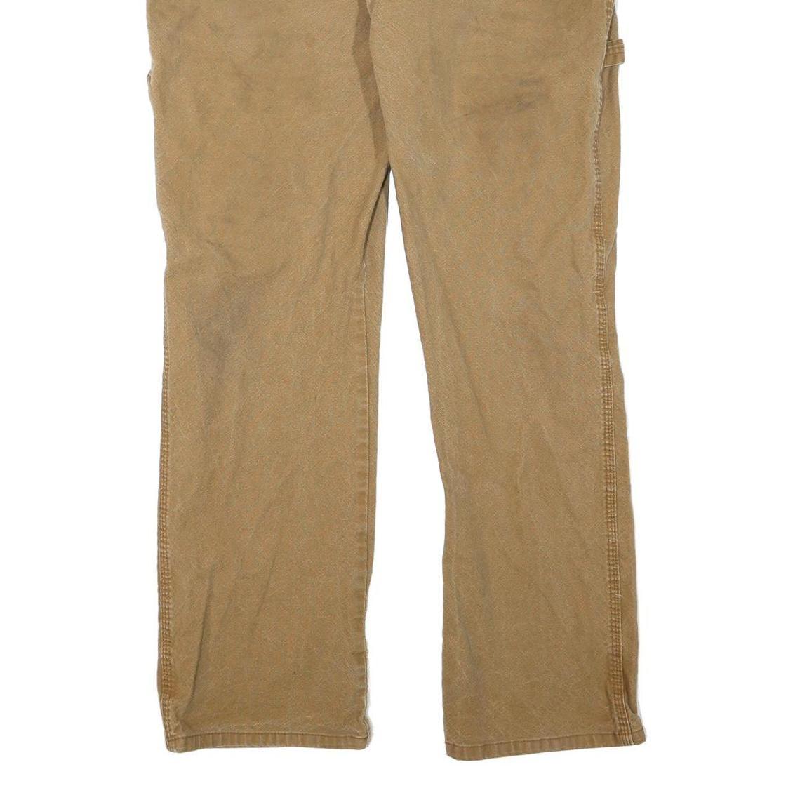 DICKIES Mens Regular Fit Beige Cotton Blend Zip Trousers W38 L30 Workwear