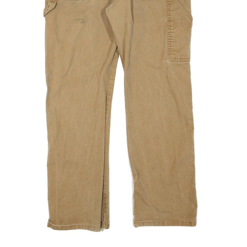 DICKIES Mens Regular Fit Beige Cotton Blend Zip Trousers W38 L30 Workwear