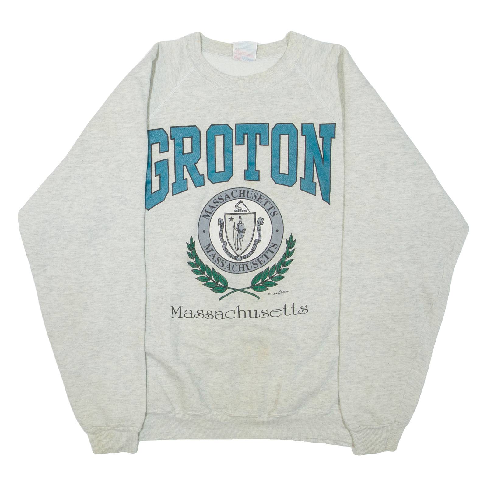 HANES ACTIVEWEAR Massachusetts Mens Sweatshirt Grey Crew Neck USA L