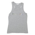 PATRIZIA PEPE Womens Grey Racer Back Sleeveless Top XS Cotton Blend Logo Crystal