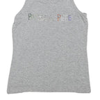 PATRIZIA PEPE Womens Grey Racer Back Sleeveless Top XS Cotton Blend Logo Crystal